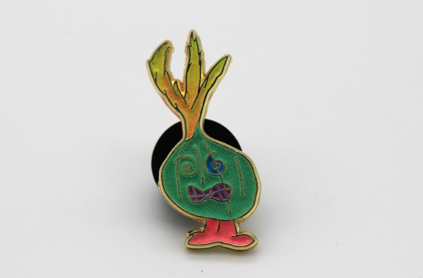 GreenSpunionPinwithGoldOutline