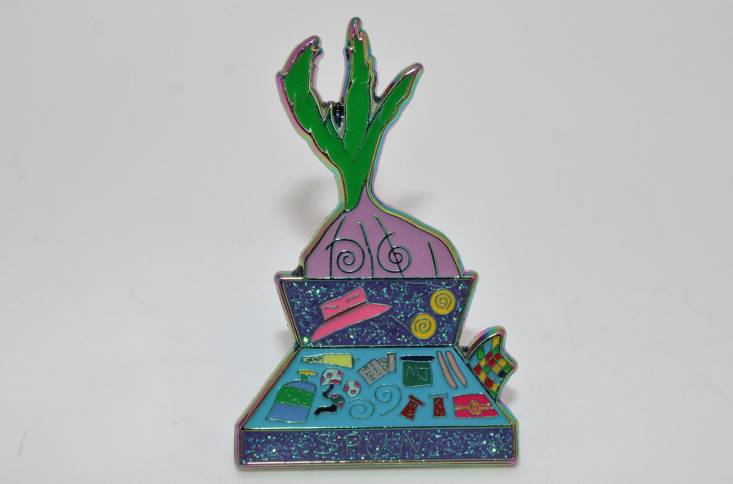 Spun Case Purple Enamel Pin
