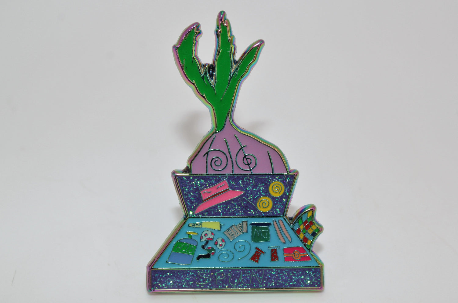 Spun Case Purple Enamel Pin