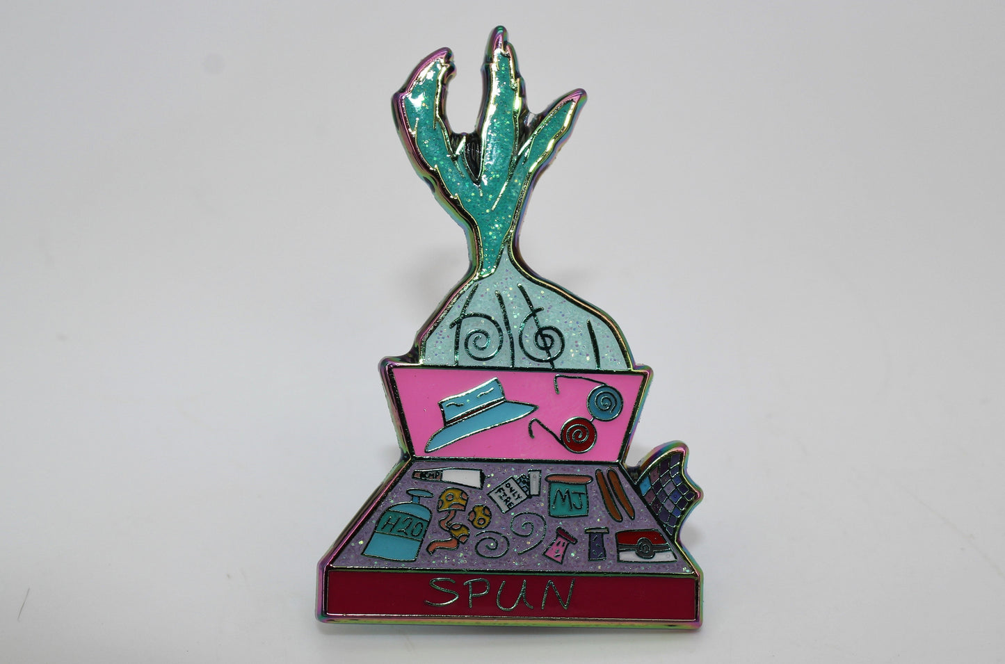Spun Case Teal Enamel Pin