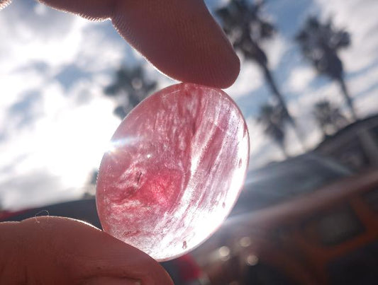 Cherry Quartz Cabochon Close Up