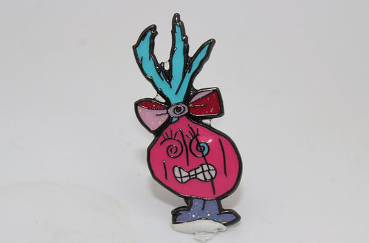 Lady spun Pink enamel Pin