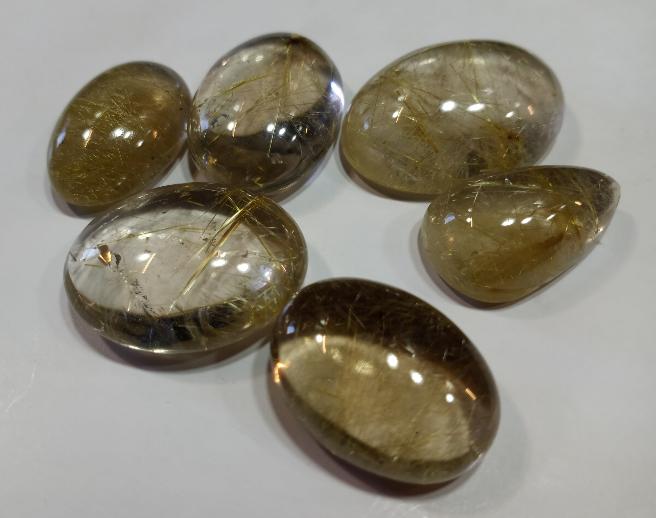 Gold Rutilated Quartz Cabochons Jewelry Grade