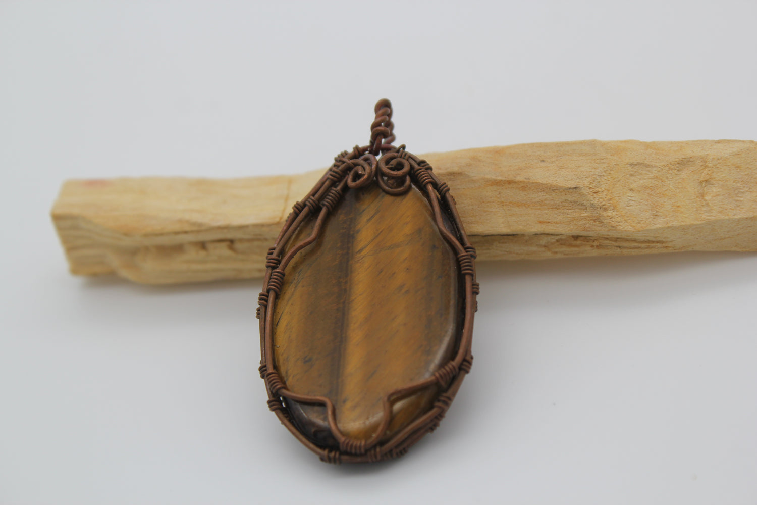 Wire Wrapped Tigers Eye Pendant Back View